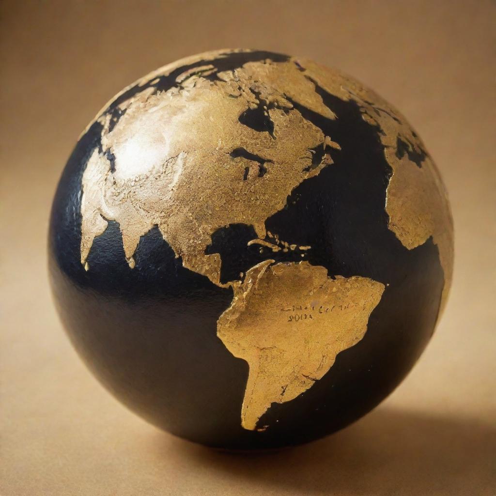 An earth-globe with continents and oceans visible, and the word 'Globalization' elegantly embossed across it in a vibrant, golden shimmer.