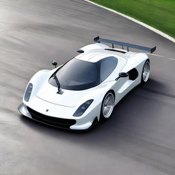 A modern supercar inspired by 90s Group C racecars and prototype Le Mans vehicles, painted in a sleek white color