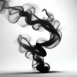 A black and white animation of smoke dancing in an empty space