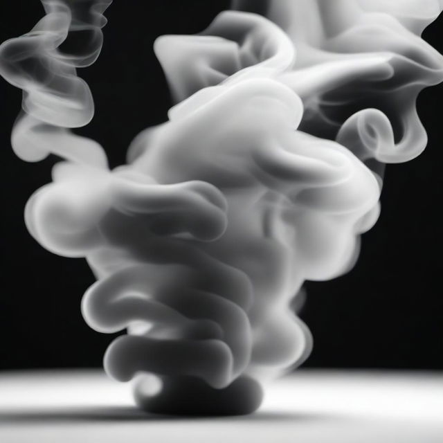 A black and white animation of smoke dancing in an empty space