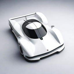 A modern supercar inspired by 90s Group C racecars and prototype Le Mans vehicles, featuring a sleek white color and a long tail design