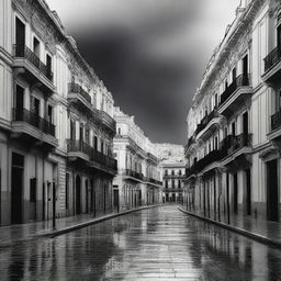 Una imagen de la ciudad de Cádiz envuelta en llamas, con edificios en llamas y humo negro elevándose al cielo