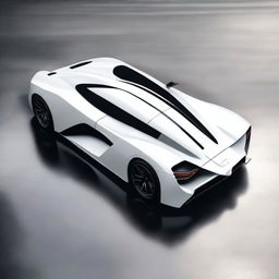 A modern supercar inspired by 90s Group C racecars and prototype Le Mans vehicles, featuring a sleek white color and a long tail design