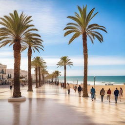 A serene view of the promenade in Cádiz, Spain