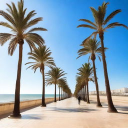 A serene view of the promenade in Cádiz, Spain