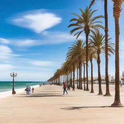 A serene view of the promenade in Cádiz, Spain