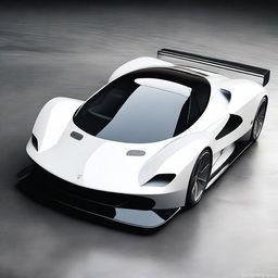 A modern supercar inspired by 90s Group C racecars and prototype Le Mans vehicles, featuring a sleek white color and a long tail design