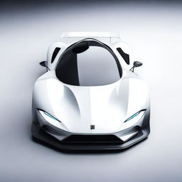 A modern supercar inspired by 90s Group C racecars and prototype Le Mans vehicles, featuring a sleek white color and a long tail design