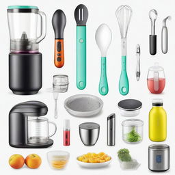 A vibrant and detailed image showcasing the 22 most essential kitchen gadgets available on Amazon