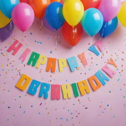 A colorful 'Happy Birthday Dendih Dulhamid!' banner with confetti and balloons in the background.