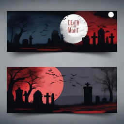 Create a banner and header for a YouTube channel called 'Death in the Night