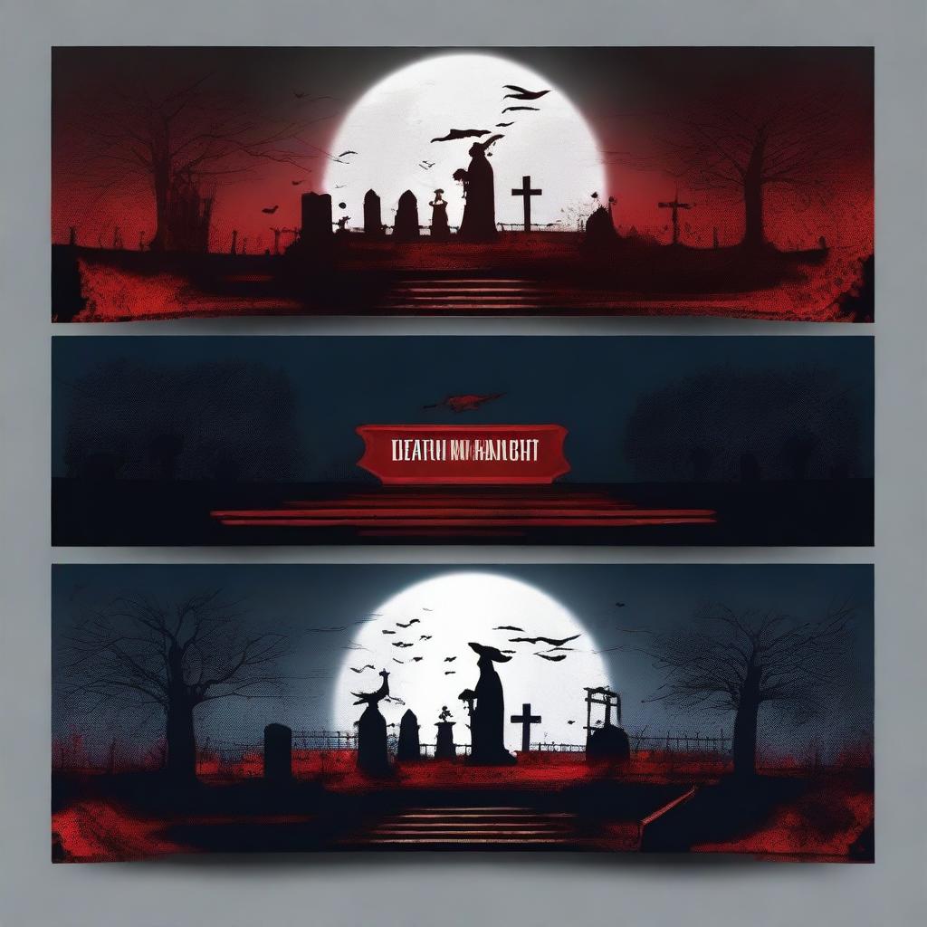 Create a banner and header for a YouTube channel called 'Death in the Night