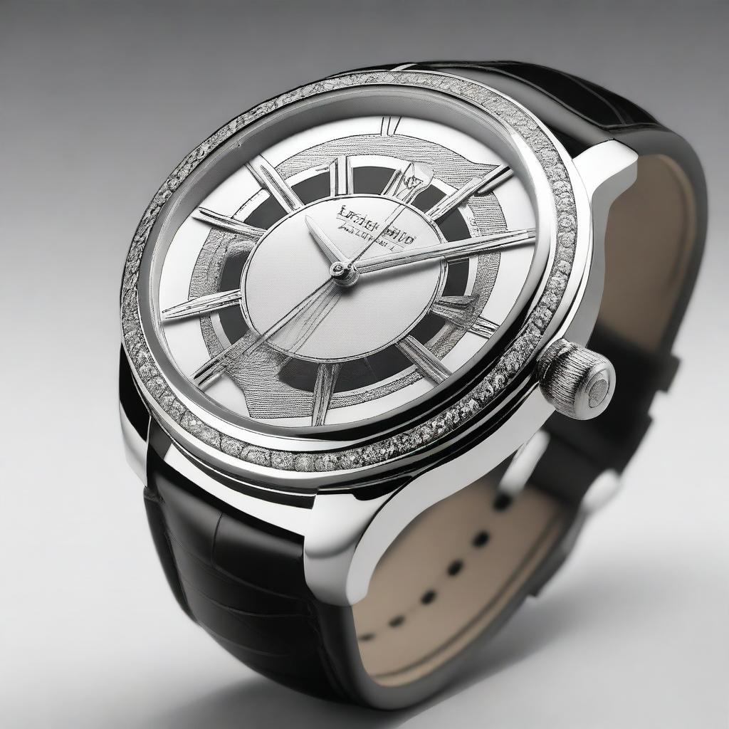 Design a luxury wristwatch with the case in the shape of a shield