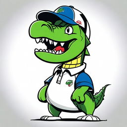 A cartoon-style image of an angry alligator wearing a Lacoste polo shirt and a baseball cap