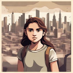 Create a poster featuring a brave teenage girl who saved her population from a war