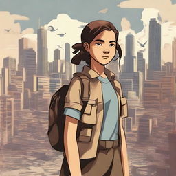 Create a poster featuring a brave teenage girl who saved her population from a war