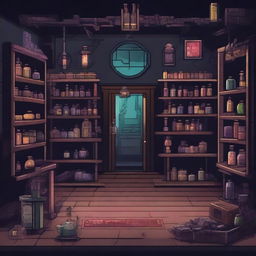 Create a 1024x1024 pixel game scene depicting the dark and ancient laboratory of Dr