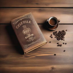 A captivating book cover featuring a steaming cup of coffee on a rustic wooden table