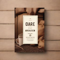 A book cover design featuring a rustic rural warehouse with sacks of coffee beans