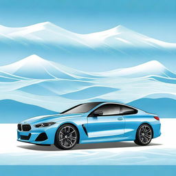 Create an image of a BMW M8 car with an 'ice' color and design