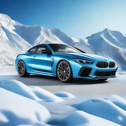 Create an image of a BMW M8 car with an 'ice' color and design