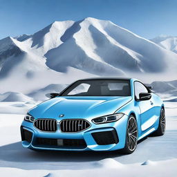 Create an image of a BMW M8 car with an 'ice' color and design