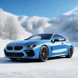 Create an image of a BMW M8 car with an 'ice' color and design