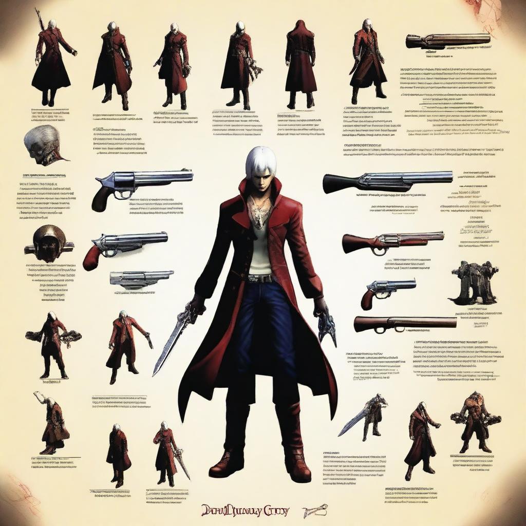 An informative and visually appealing image showcasing curiosities and interesting facts about Devil May Cry 3