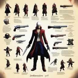 An informative and visually appealing image showcasing curiosities and interesting facts about Devil May Cry 3