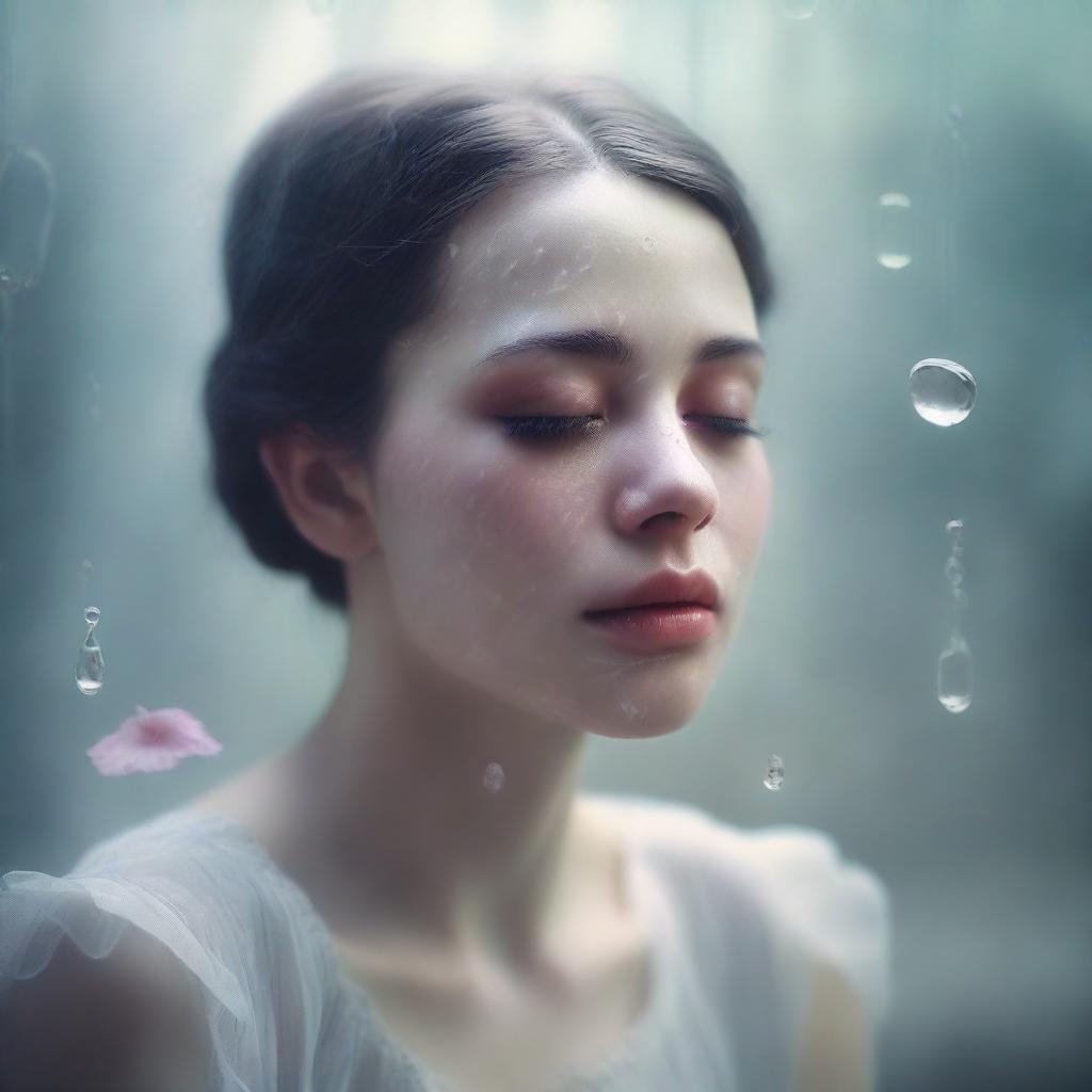 A surreal and emotional scene depicting dreams in tears