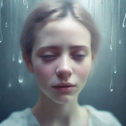 A surreal and emotional scene depicting dreams in tears