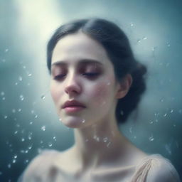 A surreal and emotional scene depicting dreams in tears