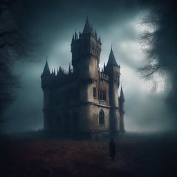 A surreal and emotional scene depicting dreams in tears, set in a creepy castle