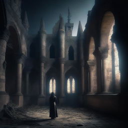 A surreal and emotional scene depicting dreams in tears, set in a creepy castle