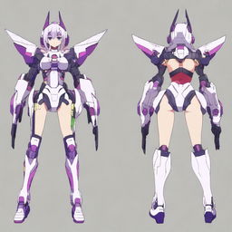 Create an image of an anime girl wearing a mecha-themed costume that resembles a bikini or underwear