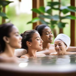 A serene scene of women enjoying a spa day