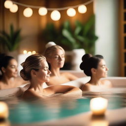 A serene scene of women enjoying a spa day