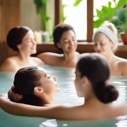 A serene scene of women enjoying a spa day