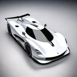 A modern supercar inspired by 90s Group C racecars and prototype Le Mans vehicles, featuring a sleek white color and a long tail design