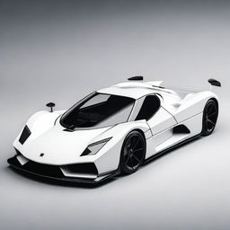 A modern supercar inspired by 90s Group C racecars and Le Mans vehicles, featuring a sleek white color and a long tail design