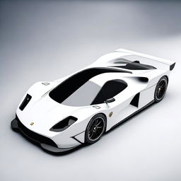 A modern supercar inspired by 90s Group C racecars and Le Mans prototypes, featuring a sleek white color and a long tail design