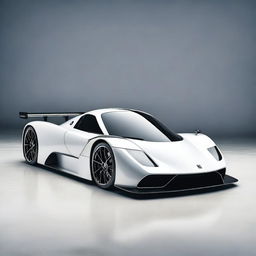 A modern supercar inspired by 1990s Group C racecars and Le Mans prototypes, featuring a sleek white color and a long tail design