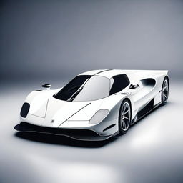 A modern supercar inspired by 1990s Group C racecars and Le Mans prototypes, featuring a sleek white color and a long tail design