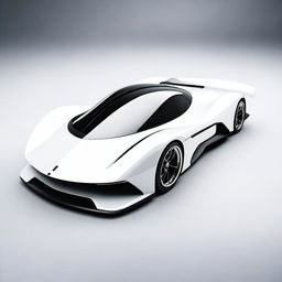 A futuristic supercar inspired by 1990s Group C racecars and Le Mans prototypes, featuring a sleek white color and a long tail design