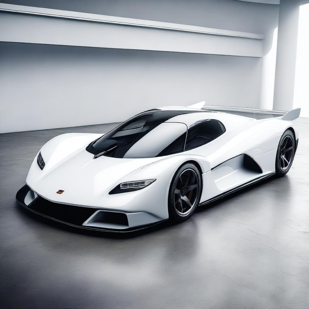 A futuristic supercar inspired by 1990s Group C racecars and Le Mans prototypes