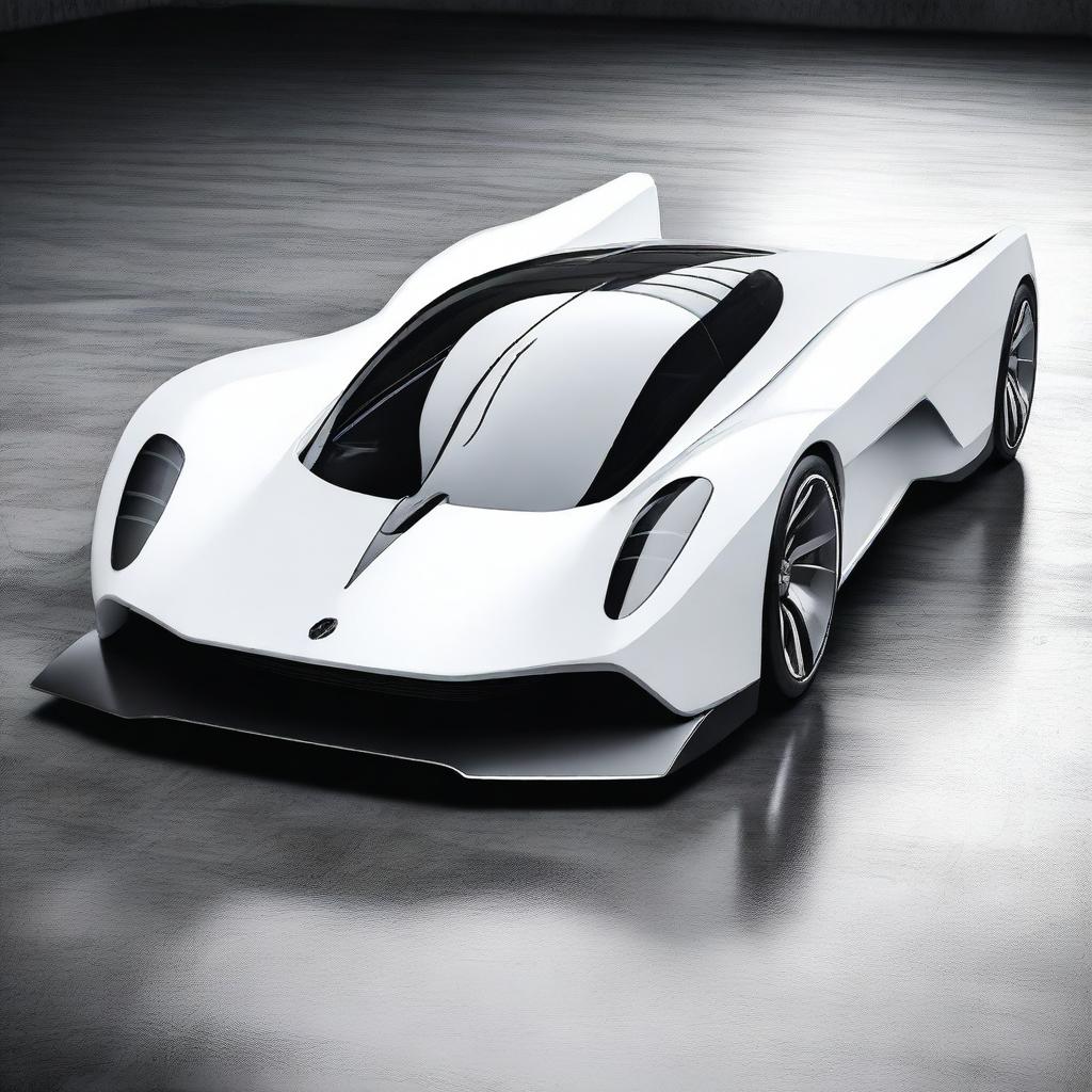 A futuristic supercar inspired by 1990s Group C racecars and Le Mans prototypes