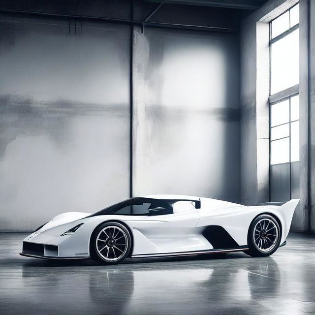 A futuristic supercar inspired by 1990s Group C racecars and Le Mans prototypes