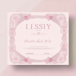 A beautifully designed certificate with a pretty pink theme, featuring elegant and girly elements such as floral patterns, delicate borders, and cursive fonts