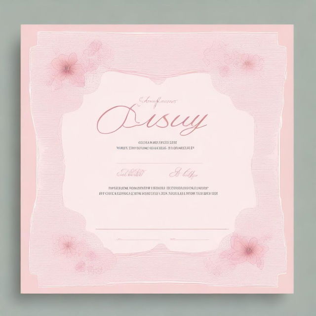 A beautifully designed certificate with a pretty pink theme, featuring elegant and girly elements such as floral patterns, delicate borders, and cursive fonts