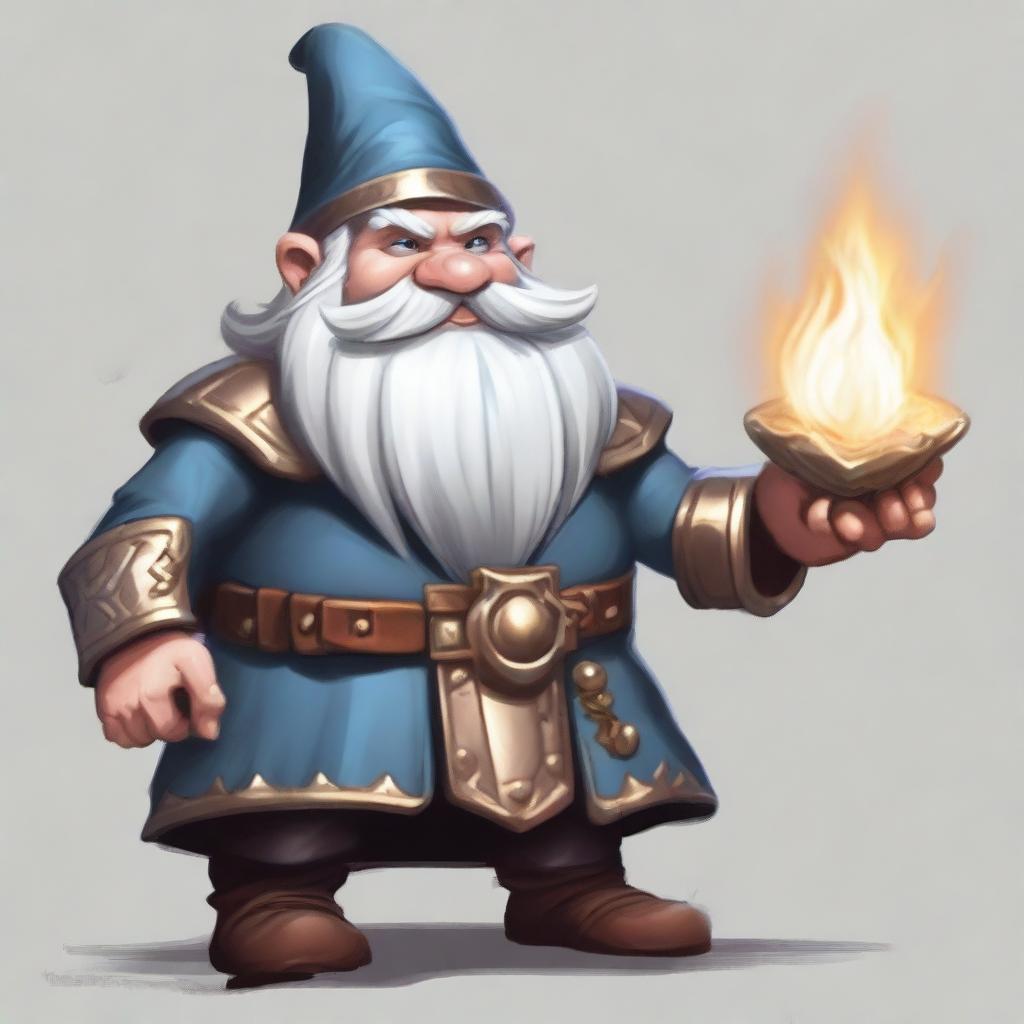 A deep gnome abjuration wizard wearing full plate armor that is too big for him